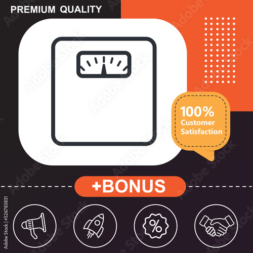 weight icon. With orange and black background