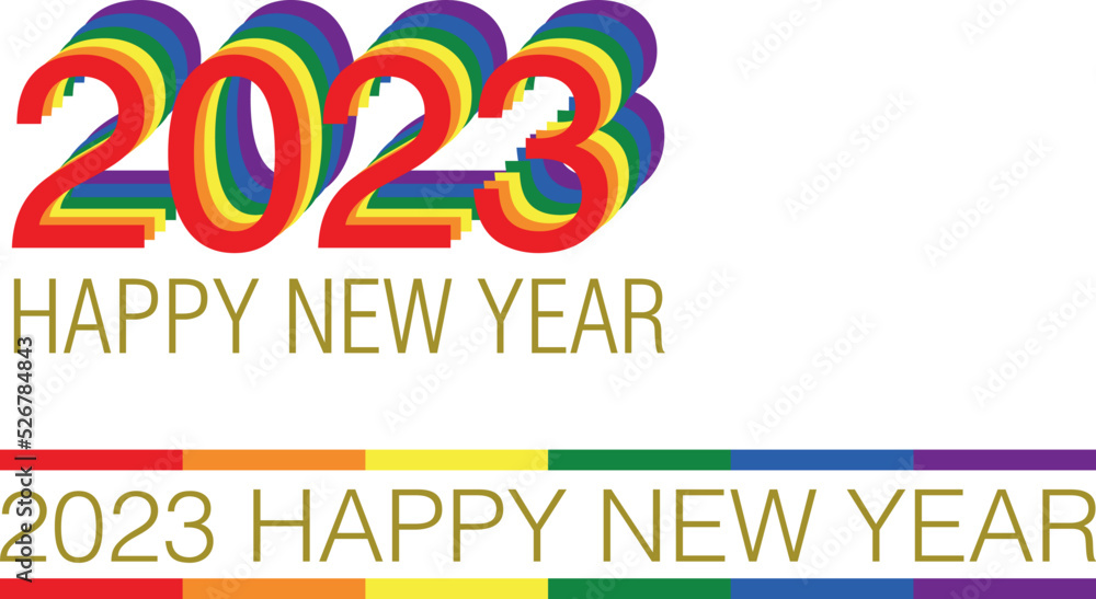 Obraz premium Feliz Año nuevo 2023 diseño de texto. Icono vector