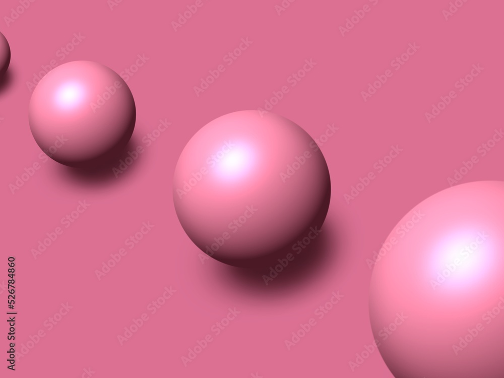 Pink monocratic 3D wallpaper. Pink background with 3D spheres