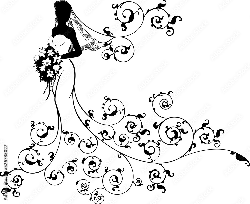 Bride Bouquet Wedding Silhouette Concept Bride Bouquet Wedding Silhouette Concept