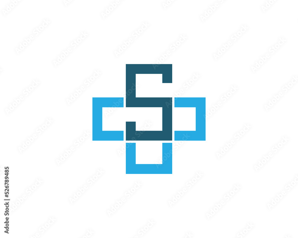 Initial Letter S Cross Plus Logo Concept symbol sign icon Design. Medical, Health Care Logotype. Vector illustration template Initial Letter S Cross Plus Logo Concept symbol sign icon Design. Medical, Health Care Logotype. Vector illustration template