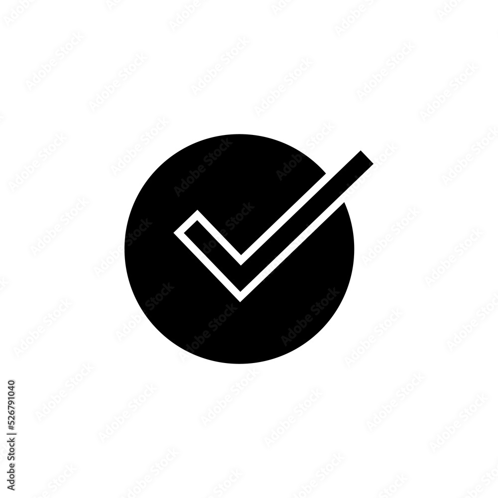 Check mark vector icon. Checkmark right symbol tick sign on white background Check mark vector icon. Checkmark right symbol tick sign on white background