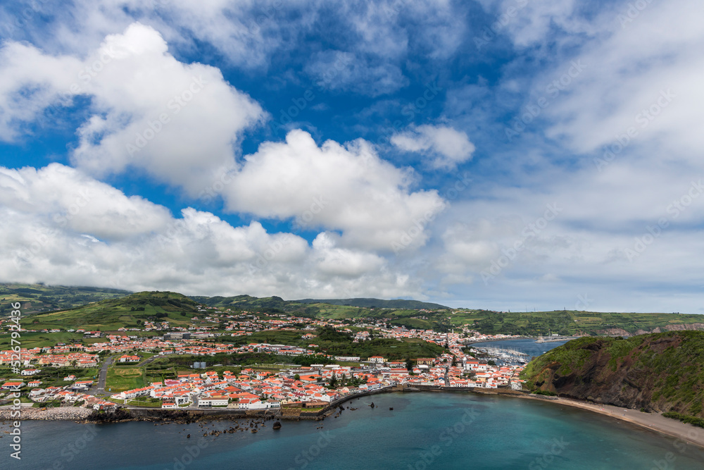 Naklejka premium View over Horta / View over the city of Horta on the island of Faial, Azores, Portugal.