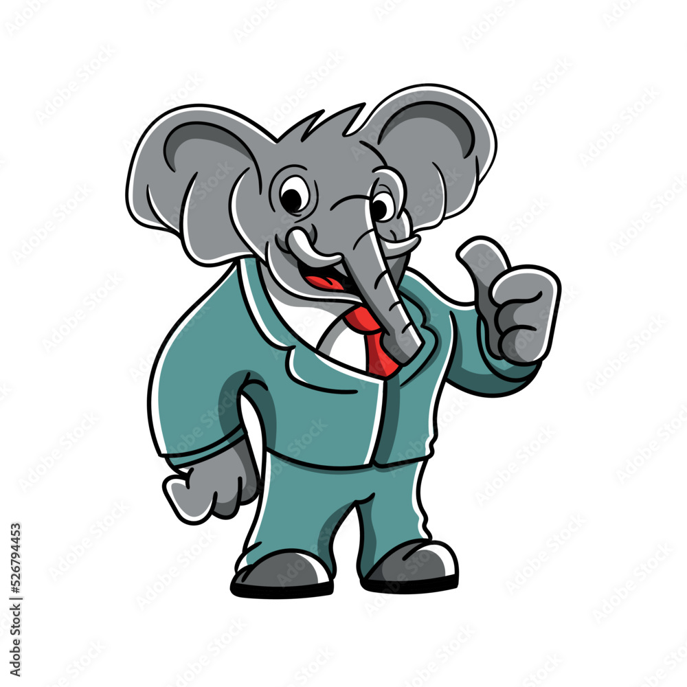 Fototapeta premium Cartoon elephant in a business suit. vector illustration