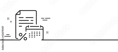 Calendar tax line icon. Calculate tax rate sign. Payroll report symbol. Minimal line illustration background. Calendar tax line icon pattern banner. White web template concept. Vector
