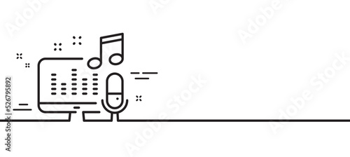 Podcast line icon. Studio mic sign. Voice record microphone symbol. Minimal line illustration background. Podcast line icon pattern banner. White web template concept. Vector