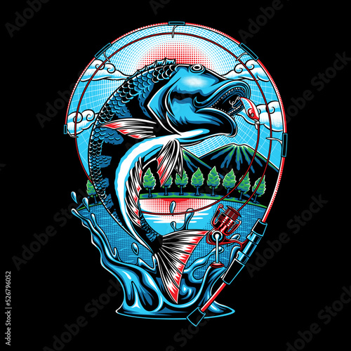 Hooked fish illustration