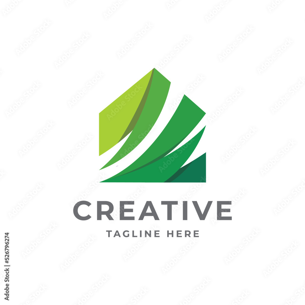 Creative green house logo design illustration vector template