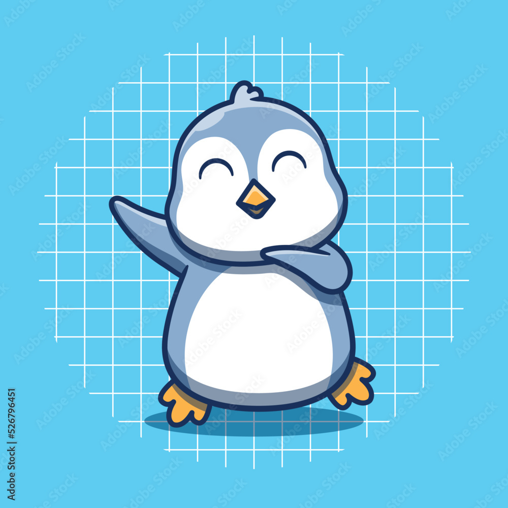 Cute penguin mascot dancing vector illustration. Flat cartoon style ...