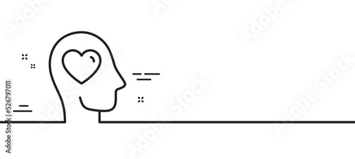 Mental health line icon. Psychology therapy sign. Love and care symbol. Minimal line illustration background. Mental health line icon pattern banner. White web template concept. Vector