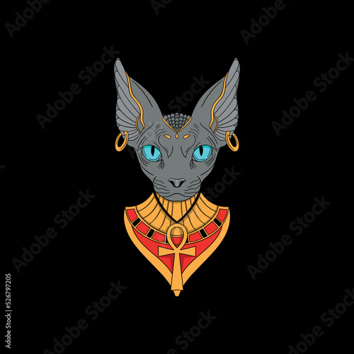 vector illustration of the cat sphinx.goddess of Egypt Bastet