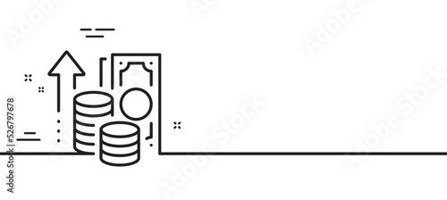 Inflation line icon. Growth or Increase price sign. Change money symbol. Minimal line illustration background. Inflation line icon pattern banner. White web template concept. Vector
