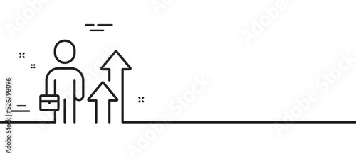 Business results line icon. Person with suitcase sign. Leader skill symbol. Minimal line illustration background. Business results line icon pattern banner. White web template concept. Vector