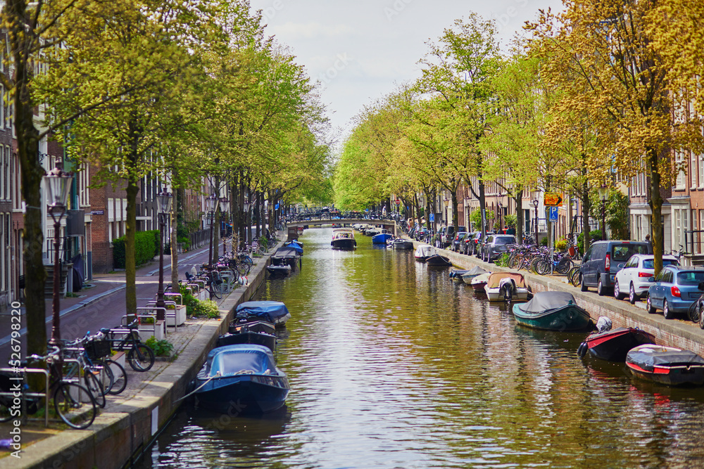 Scenic view of Amsterdam with its canals, embankments and bridges