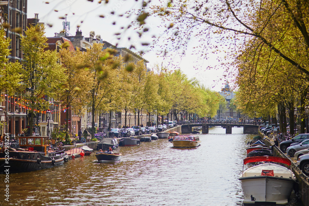 Scenic view of Amsterdam with its canals, embankments and bridges