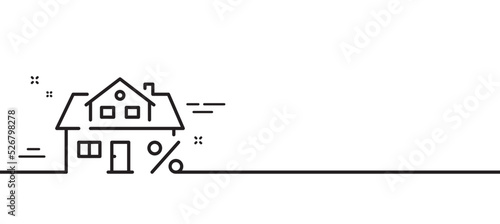 Mortgage line icon. Credit tax rate sign. Real estate percent symbol. Minimal line illustration background. Mortgage line icon pattern banner. White web template concept. Vector