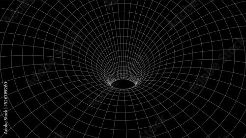 Futuristic abstract frame wormhole. 3D portal hole grid background. Vector illustration.
