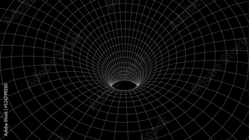 Futuristic abstract frame wormhole. 3D portal hole grid background. Vector illustration.