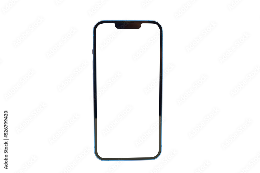 Front view of empty screen smartphone isolated on white background with clipping path, phone mock up for ads and message Front view of empty screen smartphone isolated on white background with clipping path, phone mock up for ads and message
