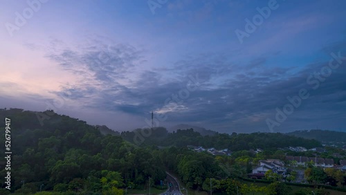 Timelapse footage of 5G Communication tower during morning sunrise. 5G shockwave immitate.