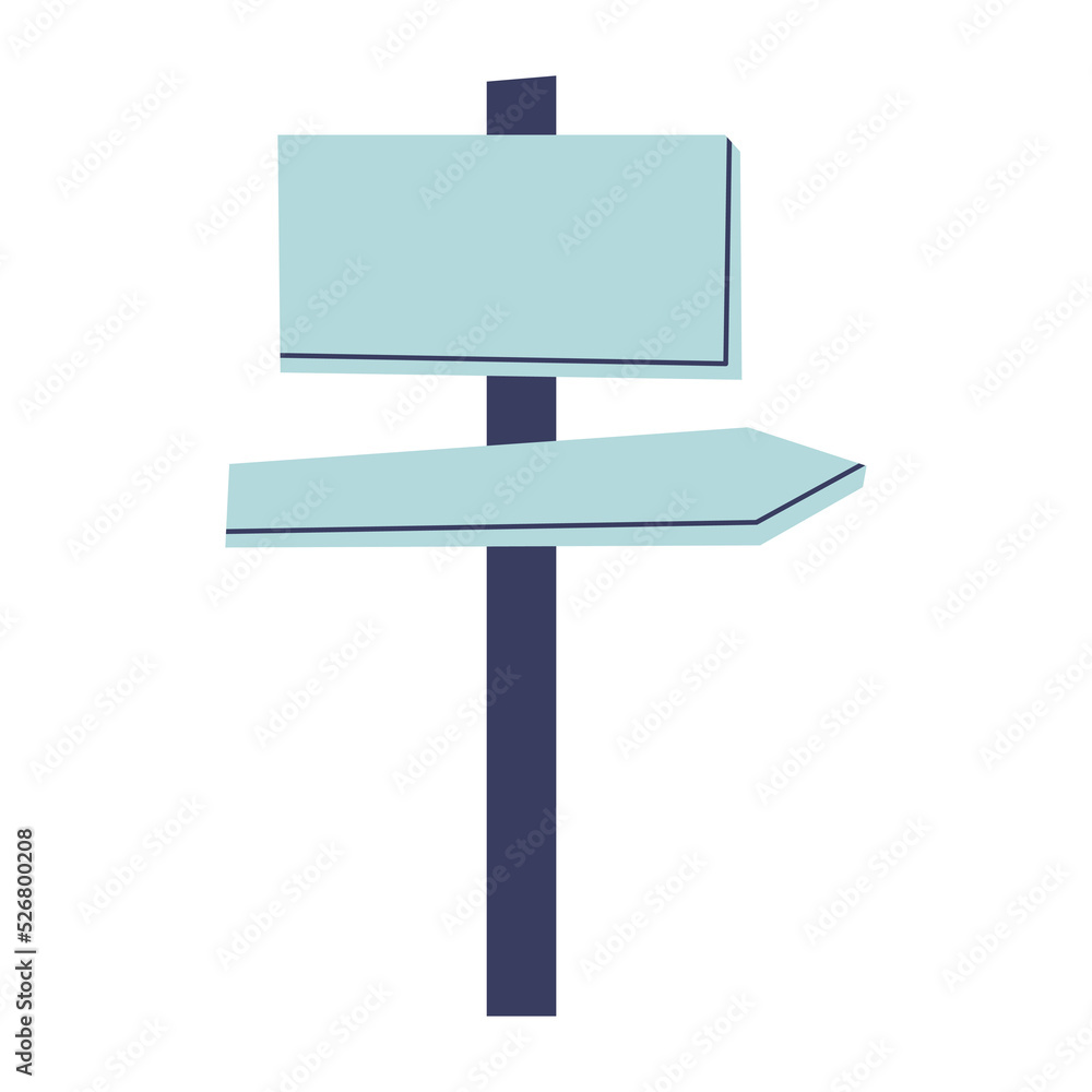 Flat road sign with space for text. Direction indicator. Way finding signage. Illustration with transparent background. Flat road sign with space for text. Direction indicator. Way finding signage. Illustration with transparent background.