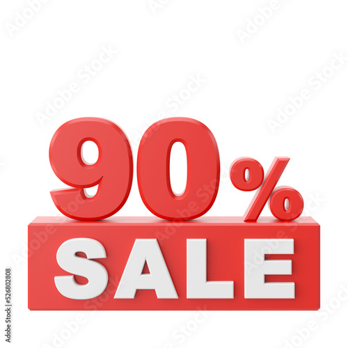 3D ninety percent sale. 90% sale. Sale banner decoration.