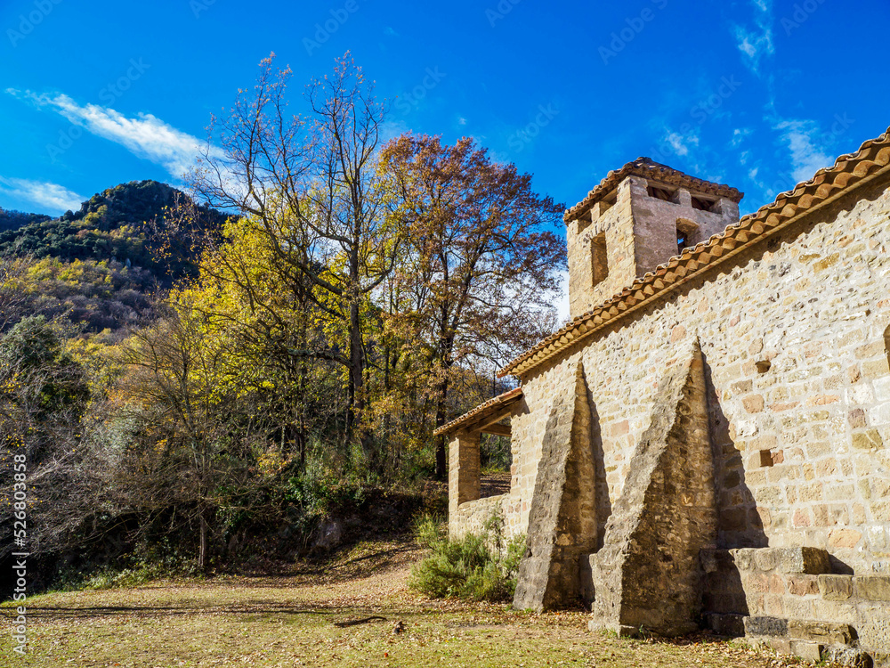 Sant Miquel del Corb ermitage in Garrotxa region,, Catalonia, Spain
