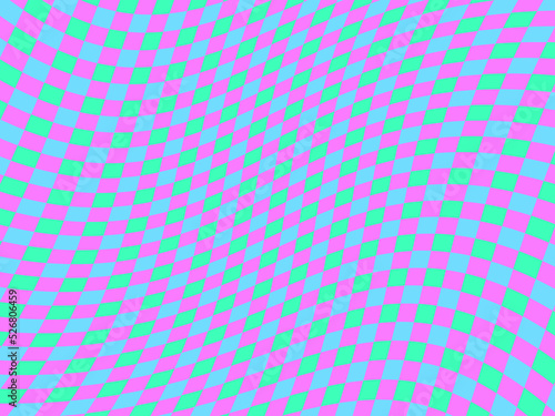 Distorted mesh, optical illusion. Rave psychedelic, acid trip. Bright abstract background violet and blue color. Design for posters, banners and promotional items. Vector illustration