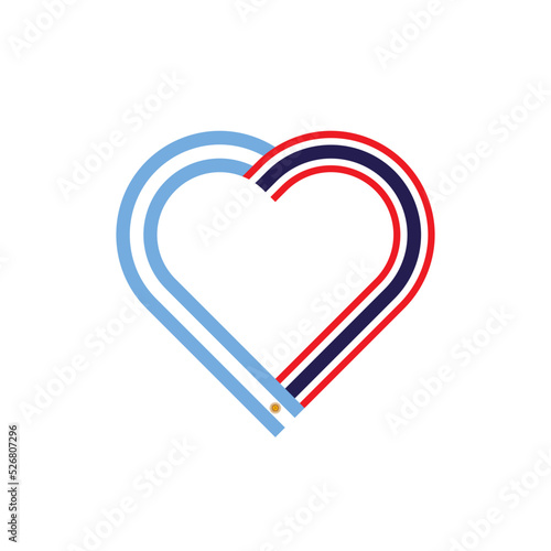 friendship concept. heart ribbon icon of argentina and thailand flags. vector illustration isolated on white background