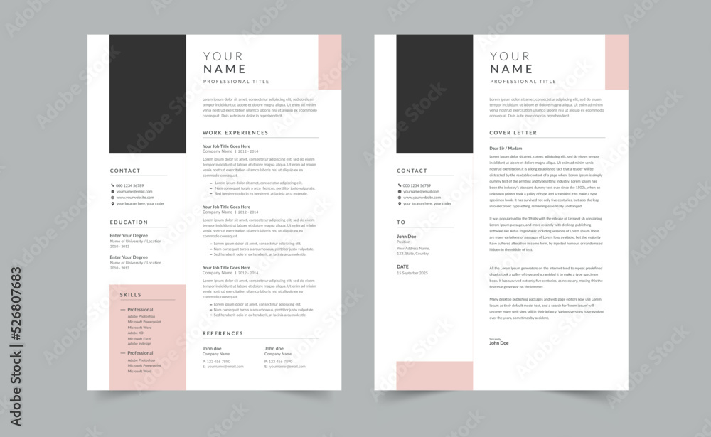 Obraz premium Professional Resume, Resume design template, cv design