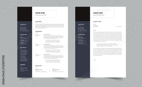 Elegant resume template, Minimalist Resume and Cover Letter Set
