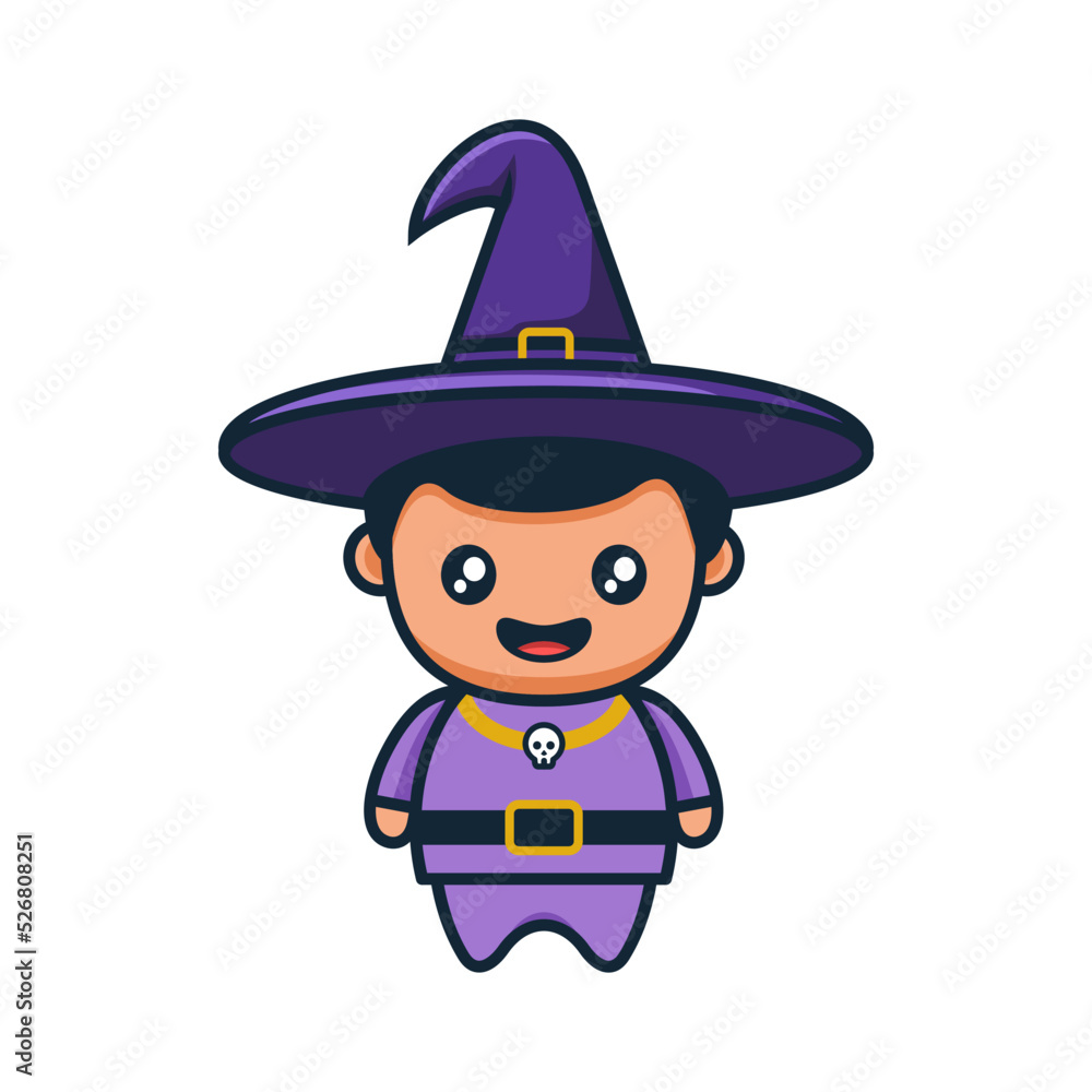 Cute boy with witch costume