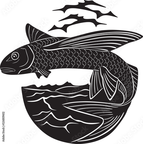 flying fish logo handmade design vector