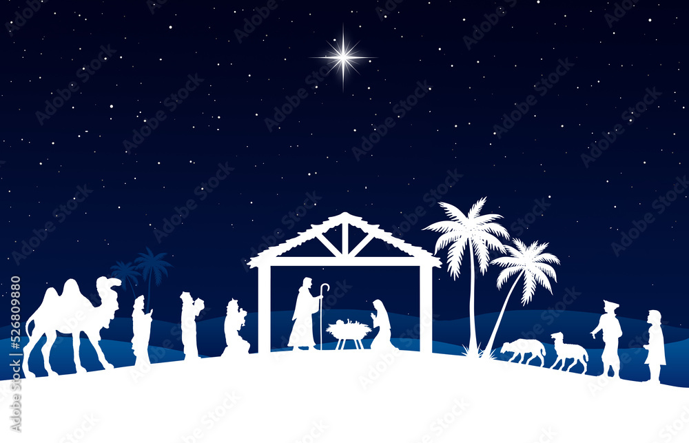 Blue Christmas Background Nativity