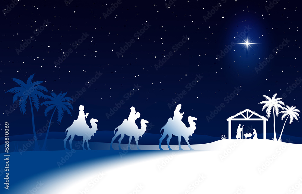 Blue Christmas Nativity scene background Blue Christmas Nativity scene background