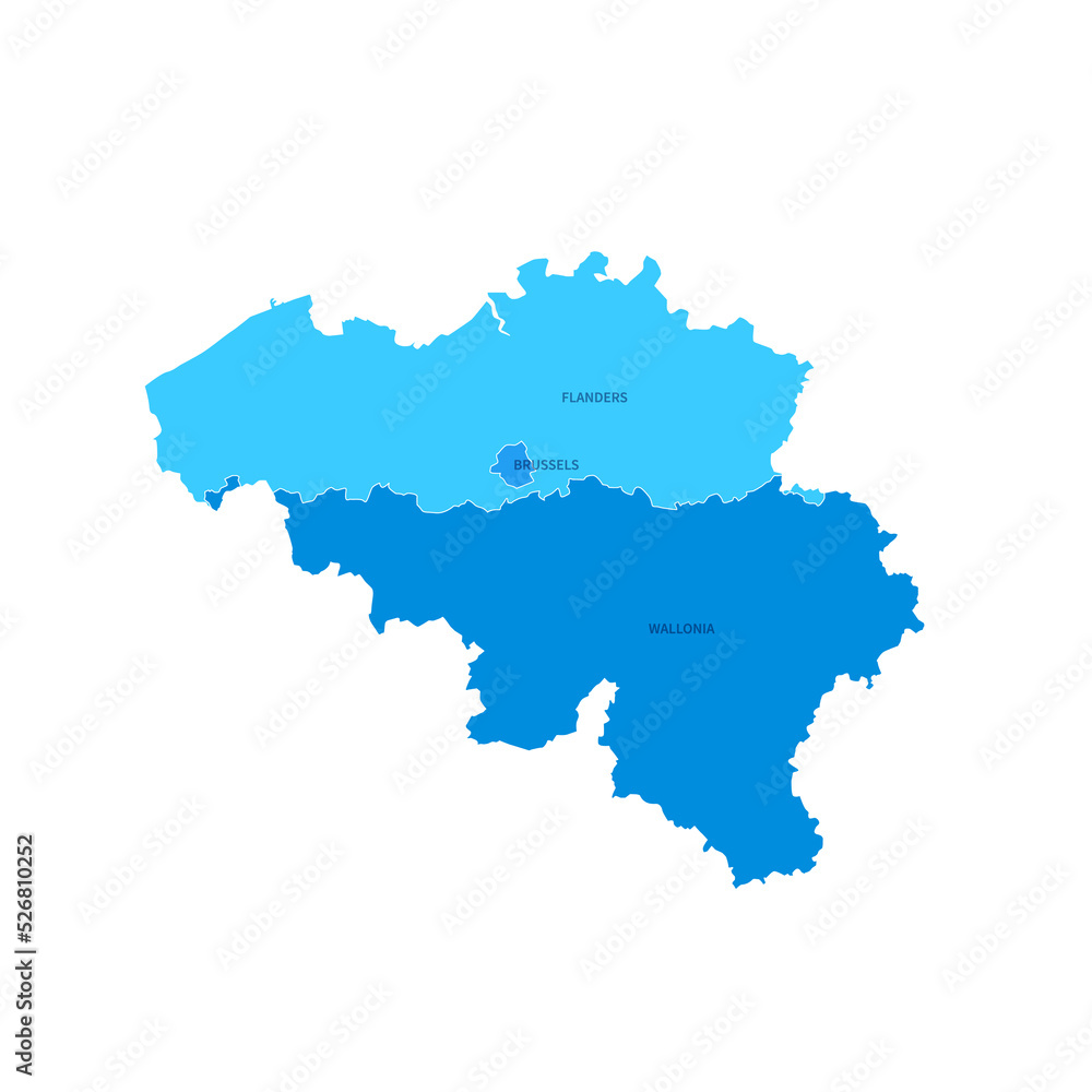 Belgium Regions Map with Editable Stroke Vector Illustration