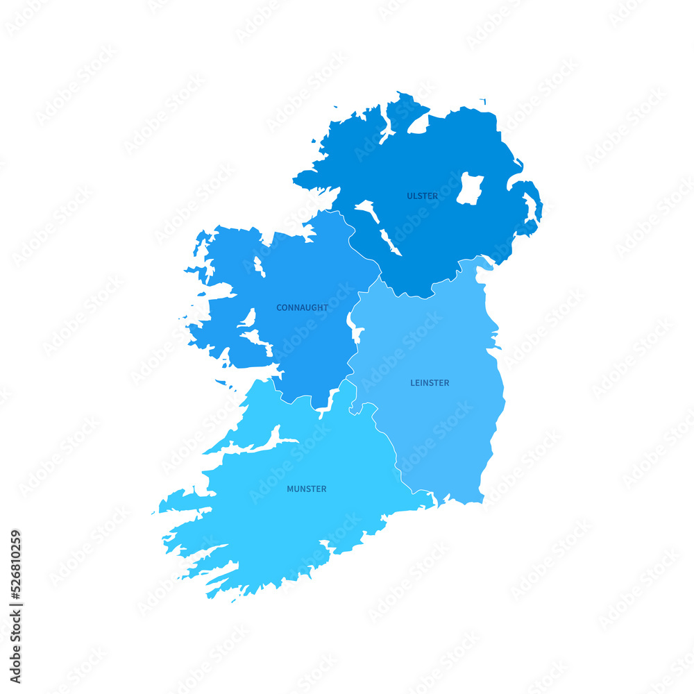 Ireland Regions Map with Editable Stroke Vector Illustration