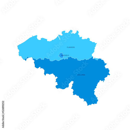 Belgium Regions Map with Editable Stroke Vector Illustration
