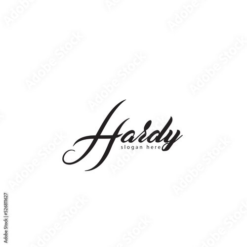 H black & white signature logo design 
