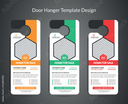 Real estate agency business door hanger template design