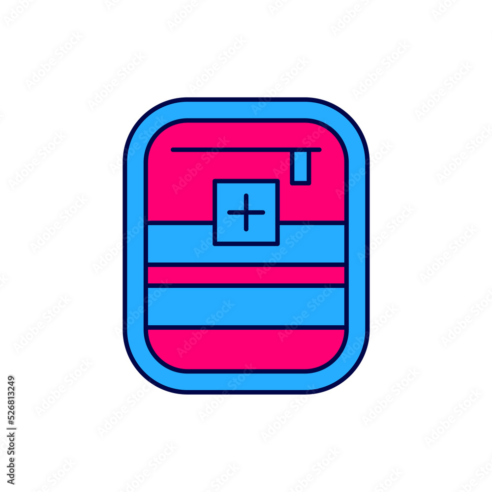 Filled outline First aid kit icon isolated on white background. Medical box with cross. Medical equipment for emergency. Healthcare concept. Vector Filled outline First aid kit icon isolated on white background. Medical box with cross. Medical equipment for emergency. Healthcare concept. Vector
