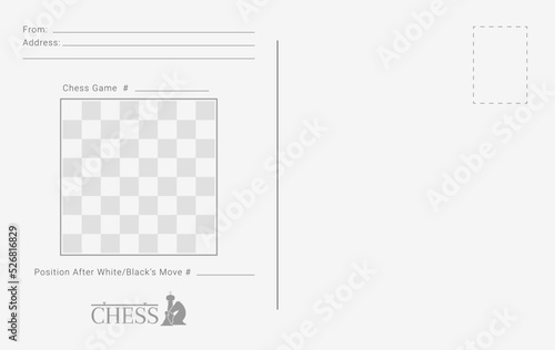 Correspondence chess game postcard. Postal chess game card