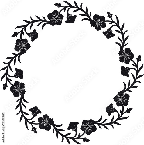 floral frame with flowers black design