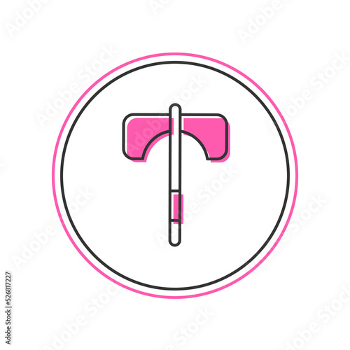 Filled outline Medieval axe icon isolated on white background. Battle axe, executioner axe. Medieval weapon. Vector