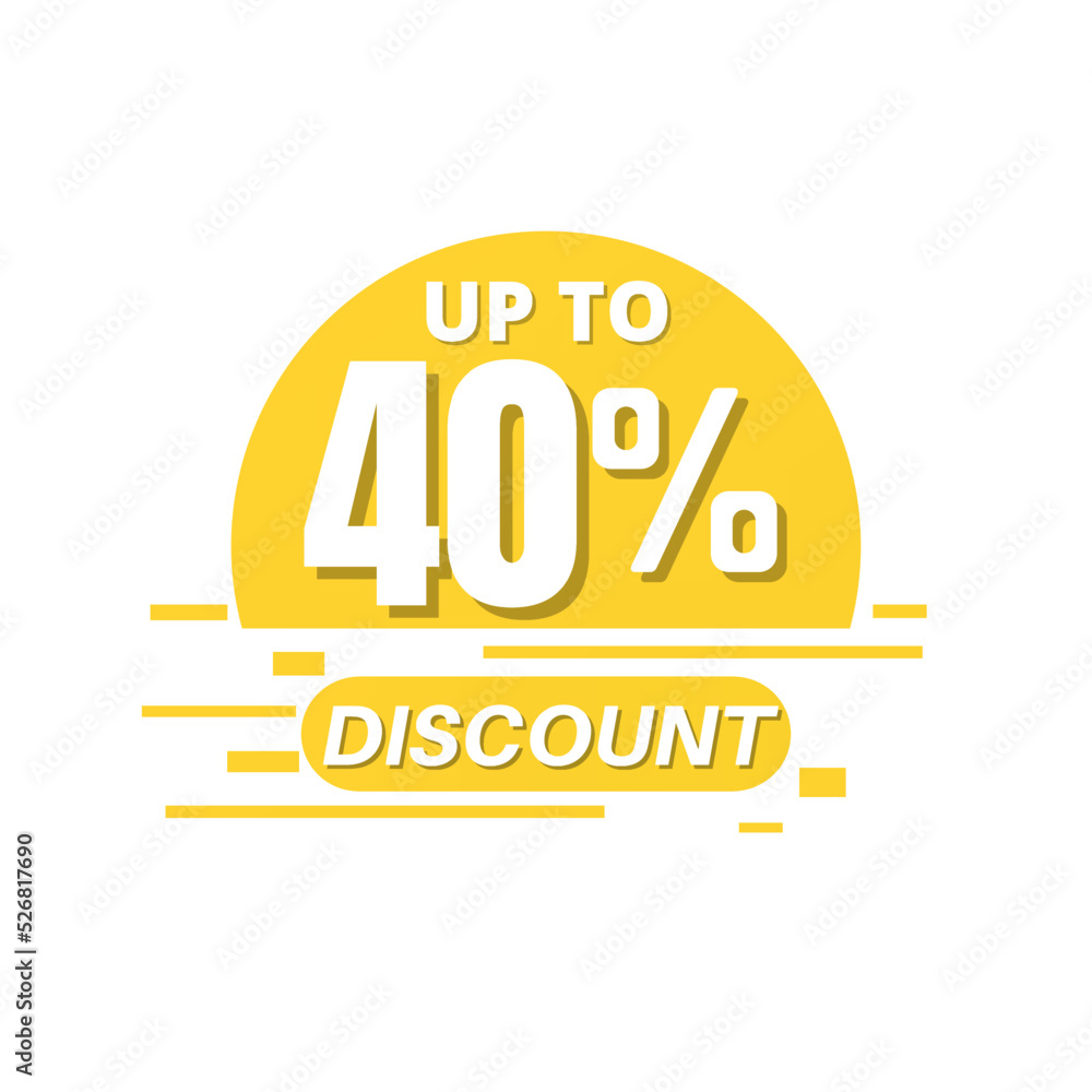 40% percent off sale. Price sign. Special offer symbol. badge tag vector illustration. Perfect design for store and sale banners up to Forty 40% percent off sale. Price sign. Special offer symbol. badge tag vector illustration. Perfect design for store and sale banners up to Forty