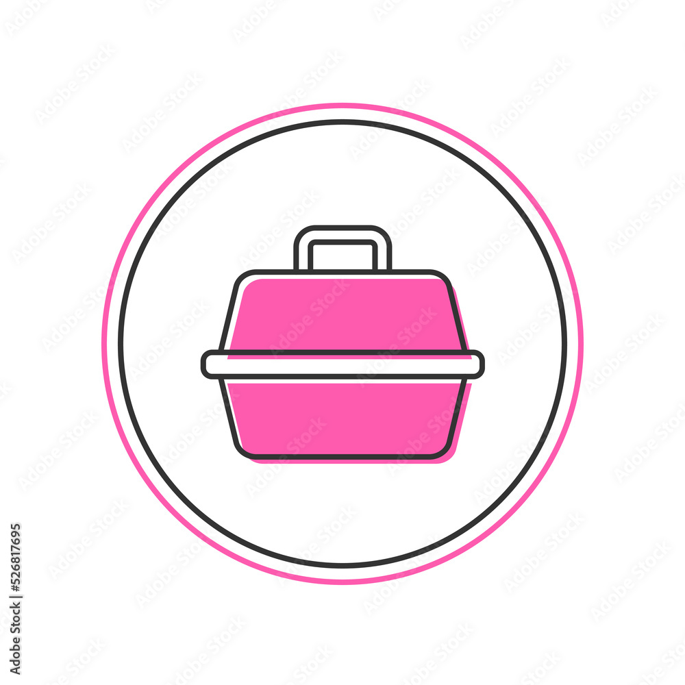 Filled outline Pet carry case icon isolated on white background. Carrier for animals, dog and cat. Container for animals. Animal transport box. Vector Filled outline Pet carry case icon isolated on white background. Carrier for animals, dog and cat. Container for animals. Animal transport box. Vector