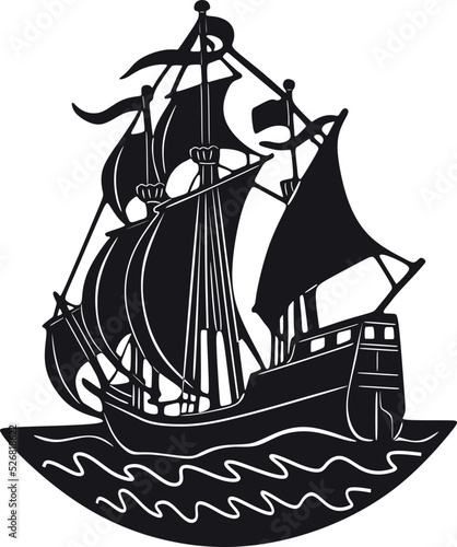 vintage sailboat logo handmade design vector
