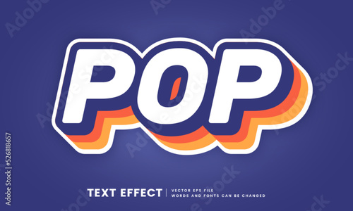 Editable 3d retro pop text effect. Fancy font style suitable for logotype, title and heading.	
