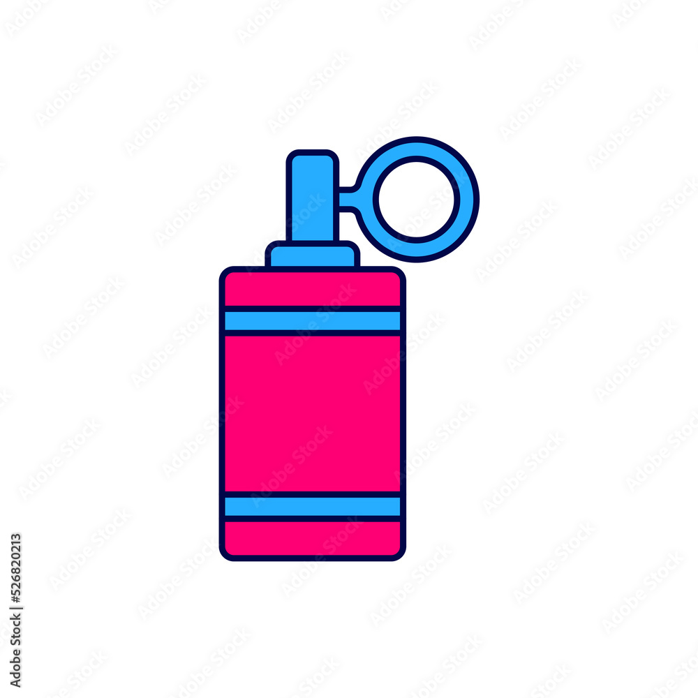 Filled outline Hand grenade icon isolated on white background. Bomb explosion. Vector Filled outline Hand grenade icon isolated on white background. Bomb explosion. Vector