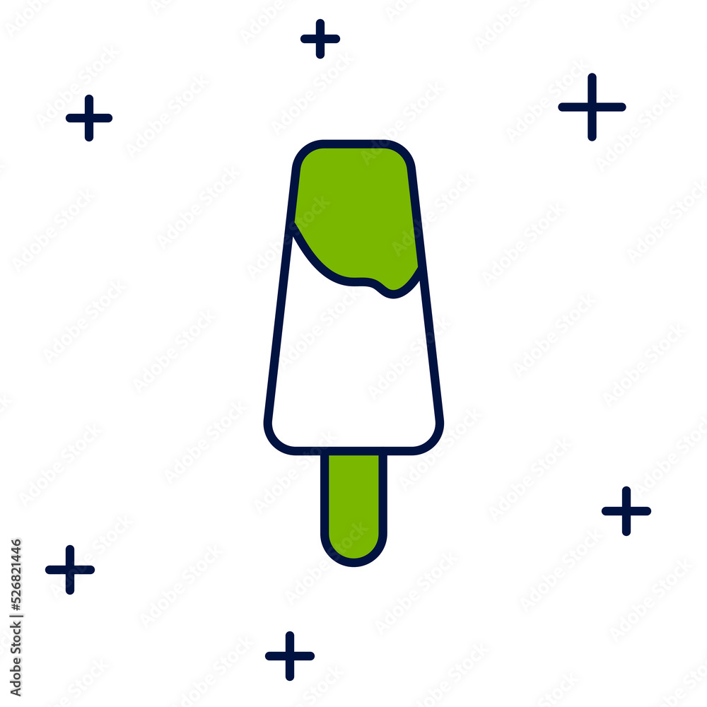 Filled outline Popsicle ice cream on wooden stick icon isolated on white background. Vector Filled outline Popsicle ice cream on wooden stick icon isolated on white background. Vector
